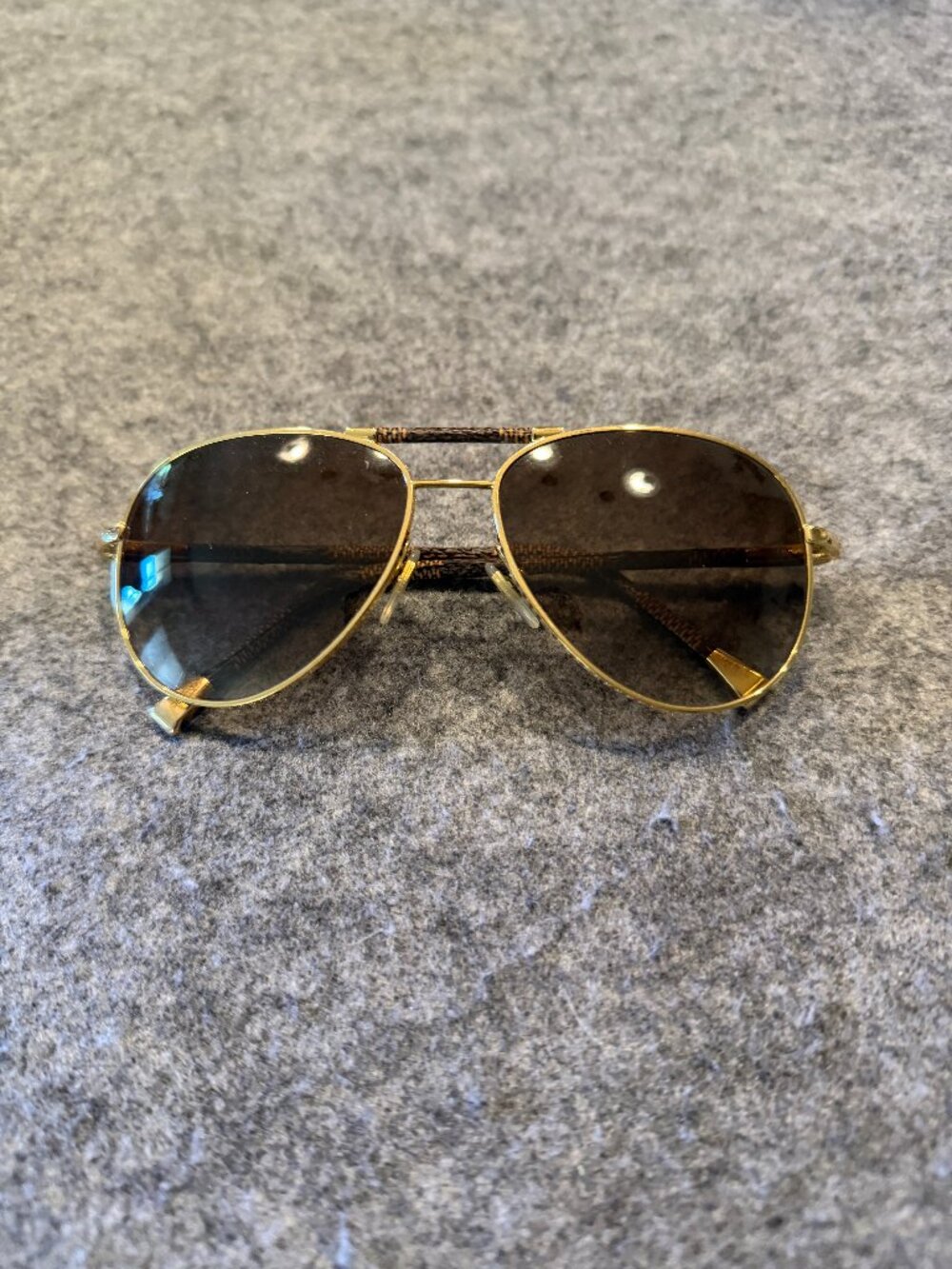 Louis Vuitton Conspiration Pilot Damier Canvas Aviator Sunglasses Gold Brown
